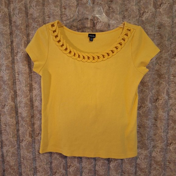 Rafaella yellow cotton s/s round neck tee size Medium - Picture 2 of 6